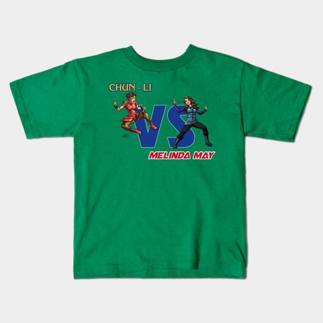 Chun Li VS Melinda May Kids T-Shirt by MatiasSotoLopez